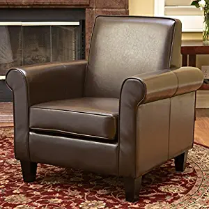 Christopher Knight Home Freemont Leather Club Chair, Chocolate Brown