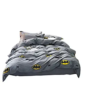 Papa&Mima Batman Fashion Cartoon Style Duvet Cover Set Pillow Cases 500TC Soft Cotton Print Fabric Queen Fitted Sheet 4pcs 200x230cm Bedding Sets