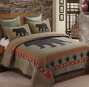 Virah Bella Bear and Paw Quilt & Sham Set + Matching Quilt Throw (King)