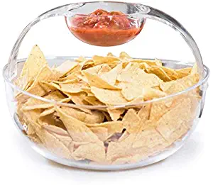 Adorn Crystal Clear Plastic Chips n' Dips Bowl | Salad Bowl | Fruit Bowl | Vegetable Bowl | Removable Arch Dip Cup