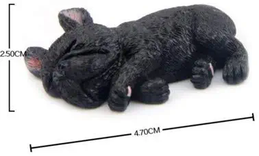 Statues-Li 2''Resin French Bulldog Statue Cute Little Lying Dog Model Shiba Inu Dog Mini Refrigerator Refrigerator Home Decor (Size : Black Dog Side Lying)