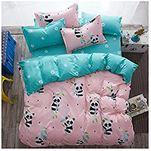 KFZ Baby Panda Duvet Cover Full Set, 1 80"x86" Duvet Cover (Without Comforter Insert) and 2 Pillow Cases, Cute Bedding for Kids