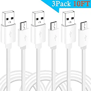 SIOCEN 3 Pack 10FT USB Power Extension Cable Cord for Yi Camera, WyzeCam, Oculus Go, Echo Dot Kid Edition, Nest Cam,Netvue,Arlo Pro Q,Blink, Furbo Dog,IP CCTV Home Security Camera
