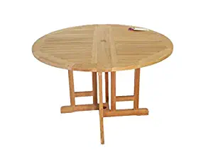 Genuine Grade A Teak 39" Round Barcelona DropLeaf Folding Table,Use w/1 Leaf Up or 2,Makes 2 different tables,5 Year Wnty,World's Best Outdoor Furniture! Teak Lasts A Lifetime!