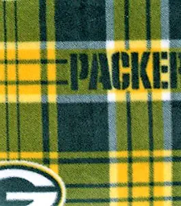 Country Snuggles Green Bay Packers Checker Fleece Blanket and Pillowcase (Crib Set 3)