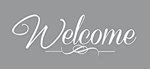 Wall Decor Plus More WDPM3915 Welcome Sticker for Front Door Modern Wall Art Vinyl Decals, 15 x 5", White