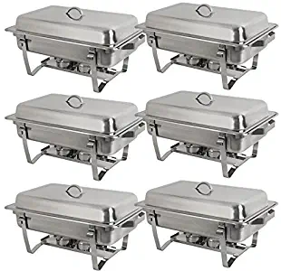 Stainless Steel Chafing Dish Full Size Chafer Dish Set 6 Pack of 8 Quart For Catering Buffet Warmer Tray Kitchen Party Dining (Rectangular)