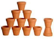 Mini Terra-Cotta Clay Pots, Small 2.5" Bulk 12 Count Set (1 Dozen Pots)