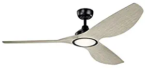 KICHLER 300365SBK Protruding Mount, 3 walnut Blades Ceiling fan with 23 watts light, Satin Black