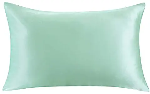 ZIMASILK 100% Mulberry Silk Pillowcase for Hair and Skin,with Hidden Zipper,Both Side 19 Momme Silk, 1pc(Standard 20''x26'', Mint Green)