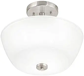 Kichler Layla 12.99-in W Brushed Nickel Etched Glass Semi-Flush Mount Light
