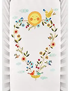 Rookie Humans Floral Cotton Sateen Crib Sheets: Love Blooms, Modern Crib Nursery Bedding, Fitted Mattress Sheets with a Heart Design for Boys & Girls, Baby Shower Gift, Standard Size (52” x 28”)