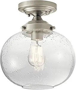 Kichler 42296NI Avery Clear Seeded Semi-Flush Light in Brushed Nickel