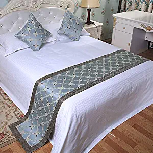 Bed Runner Bed Scarf Chinese Simple Modern Hotel Bed Flag Bed Towel Home high-end Bed mat Bedding Bed Cover, Water Blue Darts, 50x260 (2m Bed)