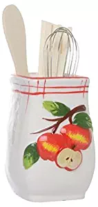 MT35 Kitchen Apple Design Ceramic Utensil Holder for Large Whisks, Serving Spoons and Spatulas 5.5" x 3" x 3"