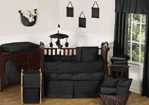Sweet Jojo Designs 9-Piece Solid Black Minky Dot Neutral Baby Girl Boy Unisex Bedding Crib Set