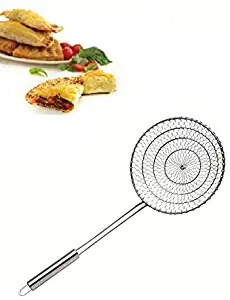 Stainless Steel Asian Spider Strainer Professional Kitchen Wire Skimmer with Spiral Mesh Basket Tools (Dia 7inch)