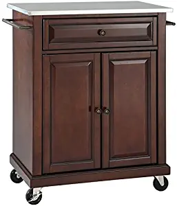 Crosley Furniture Cuisine Kitchen Island with Stainless Steel Top - Vintage Mahogany