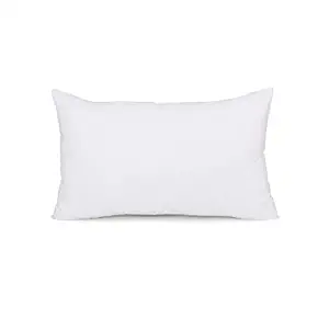 IZO Home Goods Premium Outdoor Anti-Mold Water Resistant Hypoallergenic Stuffer Pillow Insert Sham Square Form Polyester, 12" x 20" Rectangle, Standard/White