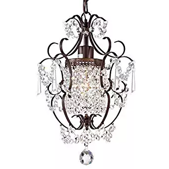 Crystal Chandelier Lighting Bronze Chandeliers 1 Light Iron Ceiling Light Fixture 17011