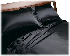 Royal Opulence Divatex Home Fashions Satin Full Sheet Set, Black