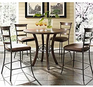 Cameron 5-Piece Counter Height Round Wood Dining Set with Ladder Back Stool