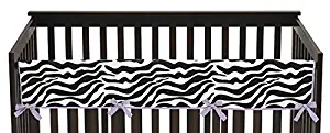 Sweet Jojo Designs Black and White Animal Print Long Front Rail Guard Baby Teething Cover Crib Protector Wrap for Purple Lavender Zebra Collection