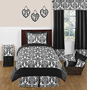 Sweet Jojo Designs 3-Piece Black and White Isabella Childrens and Teen Full/Queen Girls Bedding Set