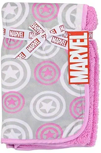 Marvel Captain America Super Soft Fleece 30 inch x 30 inch Baby Blanket - Pink