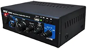 Pyle PTAU23.5 2X40W Mini Power Amplifier System - Dual Channel Home Audio Sound Mixer, Stereo Receiver Box with USB, RCA, Headphone, AUX, MIC Input, LED, for PA, Home Entertainment and Studio Use