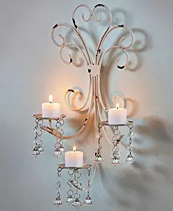 Wall Chandelier Candle Holder Sconce Shabby Chic Elegant Scrollwork Decorative Metal Vintage Style Decorative Home Accent Decoration