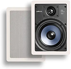 Polk Audio RC65i 2-way Premium In-Wall 6.5" Speakers, Pair of 2 Perfect for Damp and Humid Indoor/Outdoor Placement - Bath, Kitchen, Covered Porches (White, Paintable Grille)