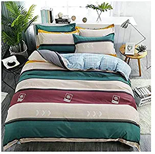 KFZ 4pcs Bedding Set Cartoon Animal Design Duvet Cover Without Comforter Flat Sheet Pillowcase XS Twin Full Queen King Trend Line Hurry Time Petty Fashion Design (Trend Line, Grey, Queen，78”x90“)