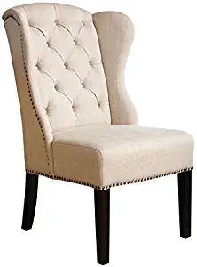 Abbyson Living Kyrra Tufted Linen Wingback Dining Chair in Cream