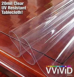 VViViD 20mil Premium Crystal Clear Multi-Purpose Heavy-Duty Vinyl Fabric Tablecloth Protective Cover (6ft x 54 Inch)