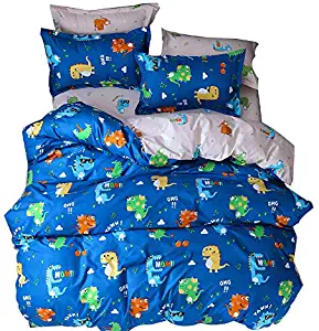 Cliab Dinosaur Bedding Twin Size Bed Sheets Blue Kids Baby Boys Girls 3 Pieces