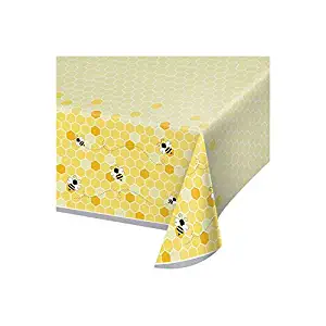 Creative Converting 340216 Bumblebee Baby Plastic Tablecloth, 54" x 102", Multi-color