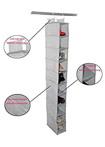 Adorn Home Essentials| Hanging Fabric Shoe Shelf Organizer| Ideal for Shoes, Accessories and Home Essentials| 10-Tier, Insta-Shelf Organizer