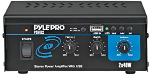 Pyle 2X40 Watt Home Audio Speaker Power Amplifier - Portable Dual Channel Surround Sound Stereo Receiver w/ USB IN - For Amplified Subwoofer Speakers, CD DVD, MP3, Theater via 3.5mm RCA Input - PCAU22