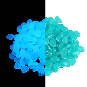 Party Zealot 2lb 400PCS Glow in The Pebbles Stones for Indoor and Outdoor Walkways Garden Driveway Large Bag Powered by Light and Solar (Blue)