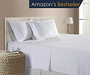 Hotel Luxury 1500 Thread Count 4-Piece Bed Sheet Set Authentic Heavy Egyptian Cotton Fits Mattress 15" to 18'' Inch Deep Pocket, King Size, White Color { Style : Solid }