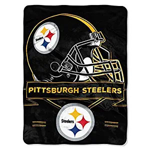 Northwest 0807 NFL Pittsburgh Steelers Prestige Plush Raschel Blanket, 60" x 80", Black