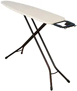 Household Essentials 814610-1 Classic Top 4-Leg Ironing Board with Iron Holder Stand- Natural Cotton Cover - Bronze