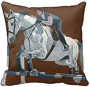 ANWANGYOU Beautiful Hunter Jumper Brown Horse Pillow Cover, 18 x 18 inches