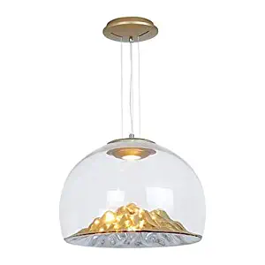 Chandelier Volcanic Inverted Pendant Light Ambient Light Electroplated Metal Glass 110-240V Warm White for Living Room Bedroom Kitchen Dining Room, 36 X 30Cm