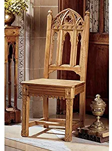 Design Toscano Sudbury Hand-Carved Solid Pine Gothic Side Chair - Set of Two