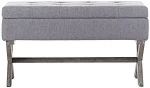 Boraam Angelina Upholstered Storage Bench, Grey