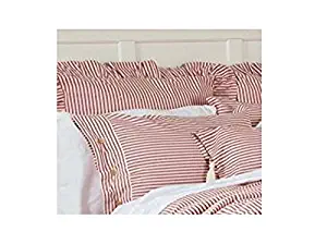 Piper Classics Farmhouse Ticking Stripe Duvet Cover Bedding, Red & Off-White, King 92x108, Comforter Cover w/Twill Ties, Soft, Comfortable, Farmhouse Bedroom Décor