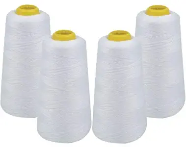 IZO Home Goods 4-Pack of 6000 Yards (EACH) White Serger Cone Thread All Purpose Sewing Thread Polyester Spools Overlock (Serger,Over lock, Merrow, Single Needle)