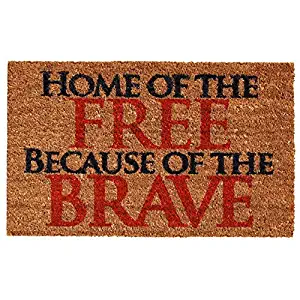 Calloway Mills 121281729 Home of the Free Doormat, 17" x 29", Natural/Red/Black